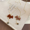 Light Luxury Tiger Eye Stone Flocked Horse Sweater Necklace New Chinese Zodiac Pendant Choker view 2