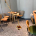 Tiger Eye Zircon Saturn Star Pendant Necklace Maillard Style Light Luxury Clavicle Chain view 4