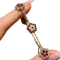 Gold Plated Copper Zircon Flower Bangle Elegant Light Luxury Floral Bracelet For Daily Wear view 5