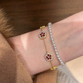 Gold Plated Copper Zircon Flower Bangle Elegant Light Luxury Floral Bracelet For Daily Wear view 3