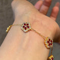 Gold Plated Copper Zircon Flower Bangle Elegant Light Luxury Floral Bracelet For Daily Wear view 2