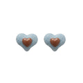 Fabric Button Resin Heart Stud Earrings With Silver Pins, Sweet Minimalist Versatile Light Luxury Jewelry view 5
