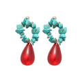 Ethnic Style Faux Crystal Teardrop Beaded Stud Earrings With Silver Pins view 5