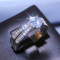 Light Luxury Couple Rings With Small Round Four Prong Zircon Wedding Proposal Jewelry view 3