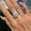 Sparkling Snowflake Floral Ring For Women, Luxury Proposal Engagement Gift Jewelry view 4