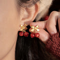 Vintage Resin Bow Pendant Drop Earrings With Silver Posts, Sweet Elegant Light Luxury Jewelry view 2