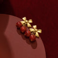 Vintage Resin Bow Pendant Drop Earrings With Silver Posts, Sweet Elegant Light Luxury Jewelry view 3