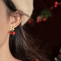 Vintage Resin Bow Pendant Drop Earrings With Silver Posts, Sweet Elegant Light Luxury Jewelry view 4
