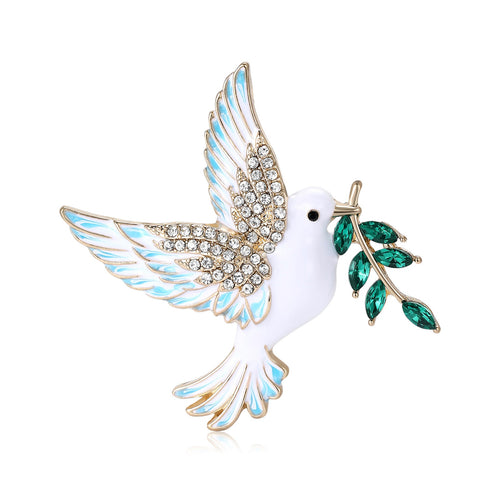 Alloy Enamel Dove Brooch Pin For Sweaters And Coats – Green