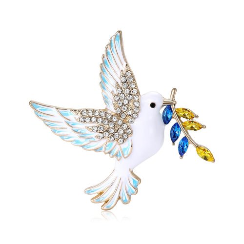 Alloy Enamel Dove Brooch Pin For Sweaters And Coats – Green