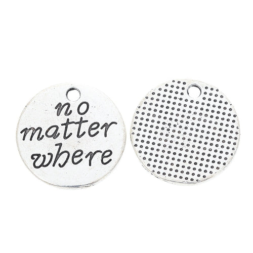 Zinc Alloy Round Word Tag Charm Pendant No.368492 for DIY Necklace Bracelet Jewelry Making