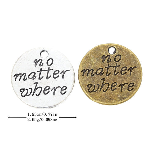 Zinc Alloy Round Word Tag Charm Pendant No.368492 for DIY Necklace Bracelet Jewelry Making