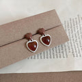 Copper Post Acrylic Painted Heart Drop Earrings Maillard Retro Geometric Line Jewelry for Women view 4