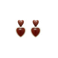 Copper Post Acrylic Painted Heart Drop Earrings Maillard Retro Geometric Line Jewelry for Women view 5