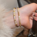 Gold Plated Copper Zircon Round Clasp Bangle French Vintage Light Luxury Bracelet For Women view 4