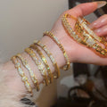 Gold Plated Copper Zircon Round Clasp Bangle French Vintage Light Luxury Bracelet For Women view 2