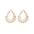 Light Luxury Geometric Star Zircon Faux Pearl Tassel Stud Earrings For Elegant Women view 5