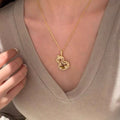 Maillard Style Faux Pearl Tiger Eye Hollow Gourd Necklace And Ear Hook Jewelry Set view 2