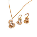 Maillard Style Faux Pearl Tiger Eye Hollow Gourd Necklace And Ear Hook Jewelry Set view 5