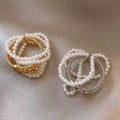 Gold Plated Layered Pearl Open Ring For Women view 1