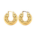 Polished Iron Round Textured Drop Earrings Minimalist European Style Geometric Jewelry view 5