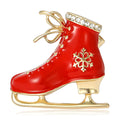 Alloy Enamel Rhinestone Christmas Ice Skate Brooch For Suits view 2