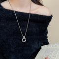 Copper Round Multi Layer Pendant Sweater Necklace Minimalist Korean Light Luxury Choker For Women view 3