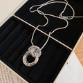 Copper Round Multi Layer Pendant Sweater Necklace Minimalist Korean Light Luxury Choker For Women view 2