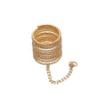 Rhinestone Layered Copper Bangle Ring Bracelet, Elegant Luxury Statement Round Hand Jewelry view 5