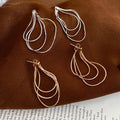 Geometric Metal Tassel Drop Earrings With Silver Posts, Vintage Minimalist Light Luxury Ear Jewelry view 3