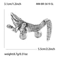 Alloy Rhinestone Crocodile Brooch Pin For Men's Suits And Coats – Silver view 5
