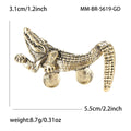Alloy Rhinestone Crocodile Brooch Pin For Men's Suits And Coats – Silver view 4