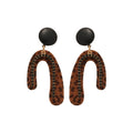 Maillard Style Leather Leopard Print U Shaped Rhinestone Silver Needle Stud Earrings view 5