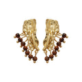 Vintage Alloy Tiger Eye Star Pearl Tassel Necklace And Stud Earrings Jewelry Set view 5