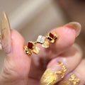 Gold Plated Zircon Enamel Gourd Flower Open Ring For Women view 4