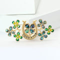 Alloy Horseshoe Four Leaf Clover Brooch For Women's Suit Decoration view 2