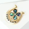 Alloy Rhinestone Hollow Four Leaf Clover Brooch Pin For Womens Apparel view 3