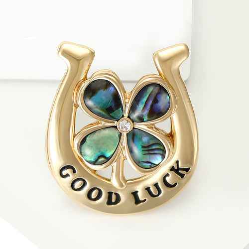 Alloy Rhinestone Hollow Four Leaf Clover Brooch Pin For Womens Apparel