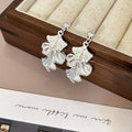 Vintage Luxury Ginkgo Leaf Alloy Drop Earrings With Zircon Studs For Women Holiday Statement Earrings view 4