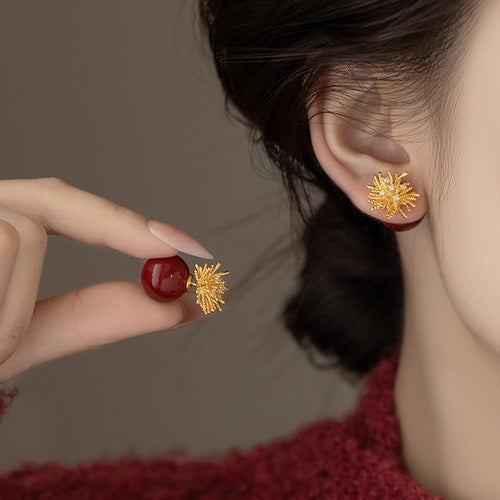 Light Luxury Floral Faux Pearl Rhinestone Stud Earrings With Silver Pins For Women