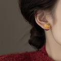 Light Luxury Floral Faux Pearl Rhinestone Stud Earrings With Silver Pins For Women view 4