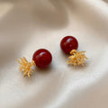 Light Luxury Floral Faux Pearl Rhinestone Stud Earrings With Silver Pins For Women view 3