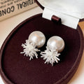 Light Luxury Floral Firework Faux Pearl Rhinestone Drop Earrings With Silver Needle For Women view 1