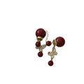 Gold Plated Silver Post Zircon Butterfly Faux Pearl Stud Earrings Light Luxury Retro Style view 5