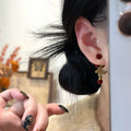Gold Plated Silver Post Zircon Butterfly Faux Pearl Stud Earrings Light Luxury Retro Style view 4