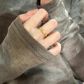 Gold Plated Copper Twisted Open Ring Minimalist Light Luxury Geometric Finger Ring view 4