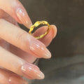 Gold Plated Copper Twisted Open Ring Minimalist Light Luxury Geometric Finger Ring view 3