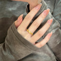 Gold Plated Copper Twisted Open Ring Minimalist Light Luxury Geometric Finger Ring view 2