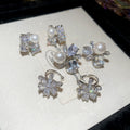 Minimalist Zircon Flower Faux Pearl Clip-on Earrings No Piercing Light Luxury OL Ear Cuffs view 4