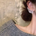 Copper Zircon Flower Hollow Clip-on Earrings Elegant Light Luxury Ear Cuff Jewelry view 4